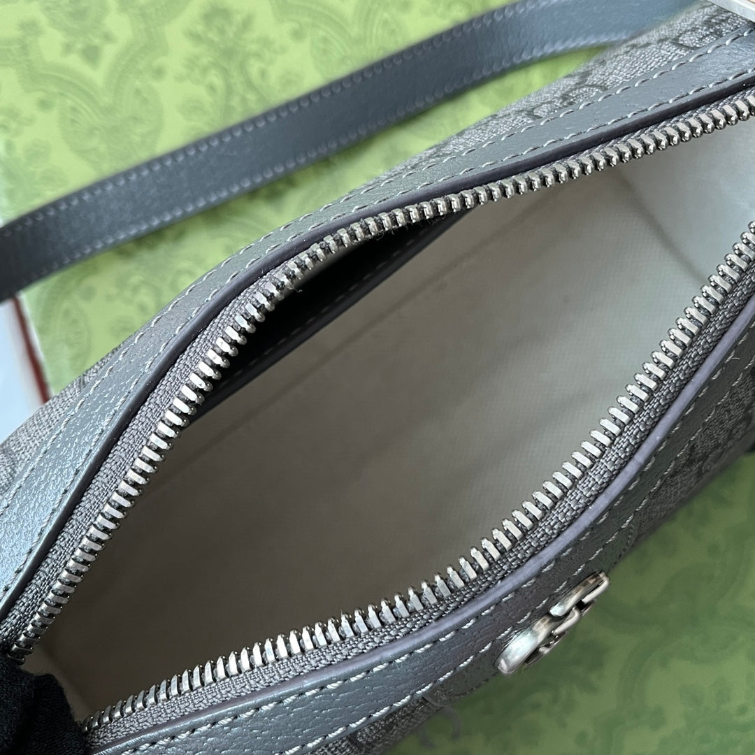 OPHIDIA MESSENGER BAG 35 IN GRAU SCHWARZ GG KALBSLEDER