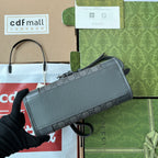 OPHIDIA MESSENGER BAG 35 IN GREY BLACK GG CALFSKIN