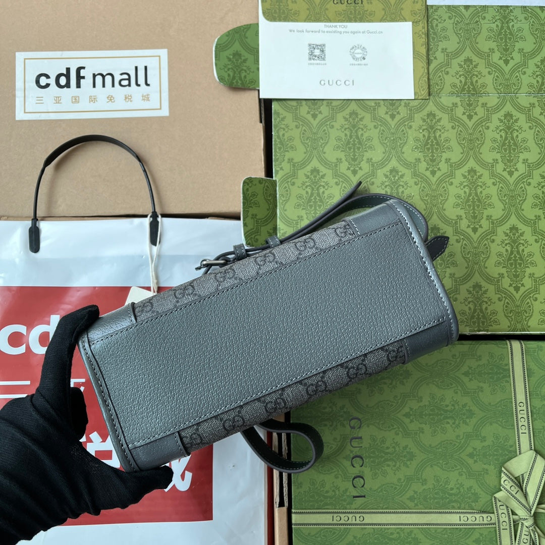 OPHIDIA MESSENGER BAG 35 IN GRAU SCHWARZ GG KALBSLEDER