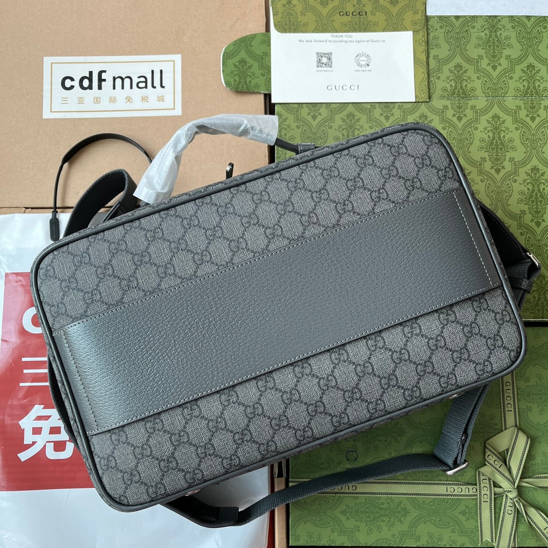 OPHIDIA Schultertasche 36 in Dunkelgrau GG Kalbsleder