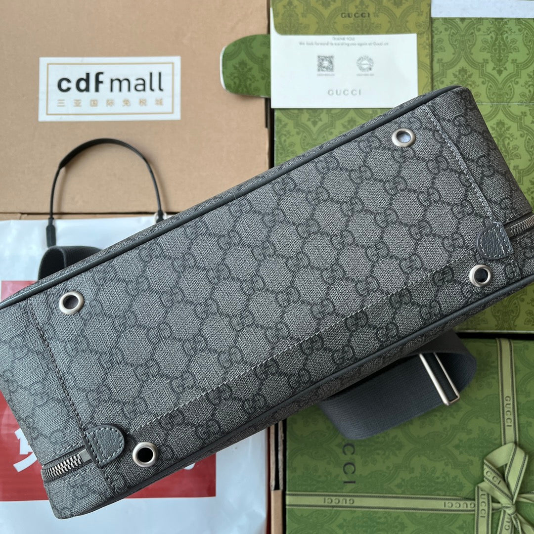 OPHIDIA Schultertasche 36 in Dunkelgrau GG Kalbsleder