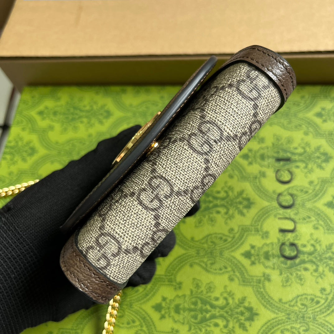 BLONDIE INTERLOCK MINI-SCHULTERTASCHE 12 IN BEIGE CANVAS UND DUNKELBRAUNEM KALBSLEDERBESATZ