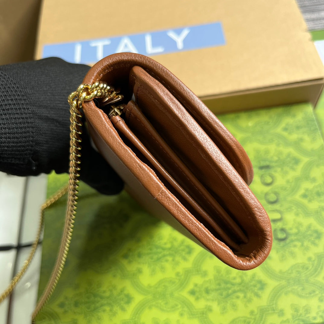 BLONDIE SCHULTERTASCHE 21 IN BRONZEBRAUN KALBSLEDER GOLDENE BESCHLÄGE