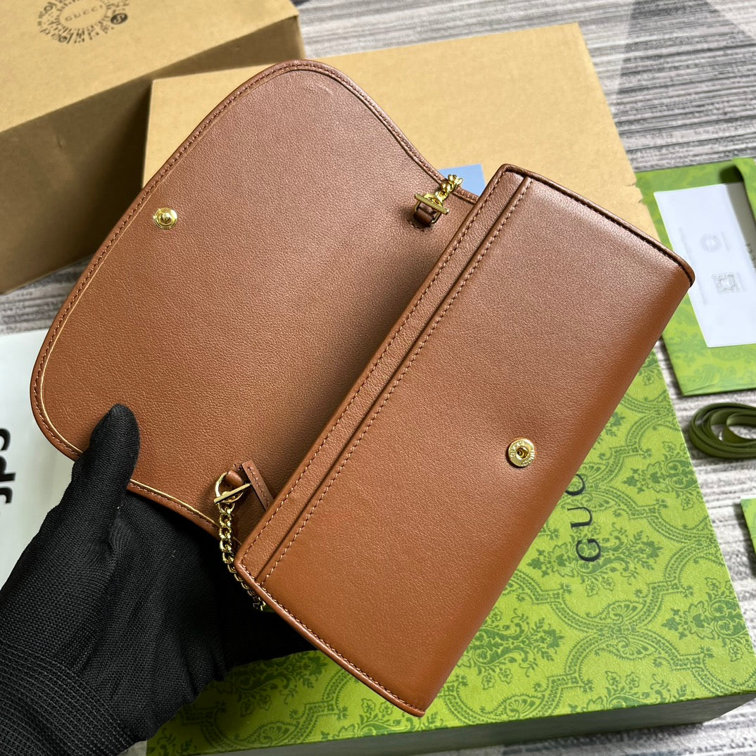 BLONDIE SCHULTERTASCHE 21 IN BRONZEBRAUN KALBSLEDER GOLDENE BESCHLÄGE