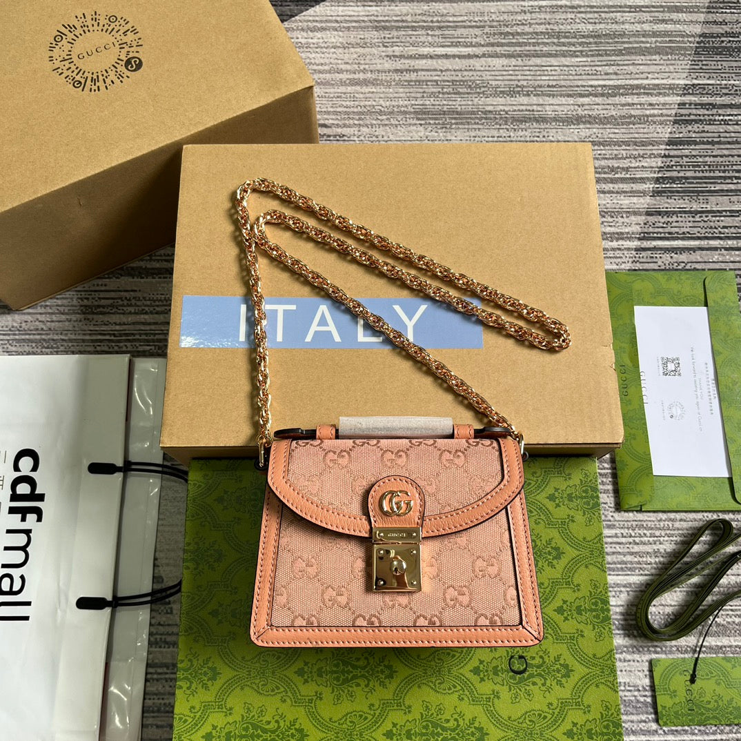 GG OPHIDIA MINI 17 HANDTASCHE IN HELLROSA CANVAS