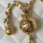 Kleiner Kosmetikkoffer, 17 Zoll, weißes Kalbsleder, goldene Beschläge