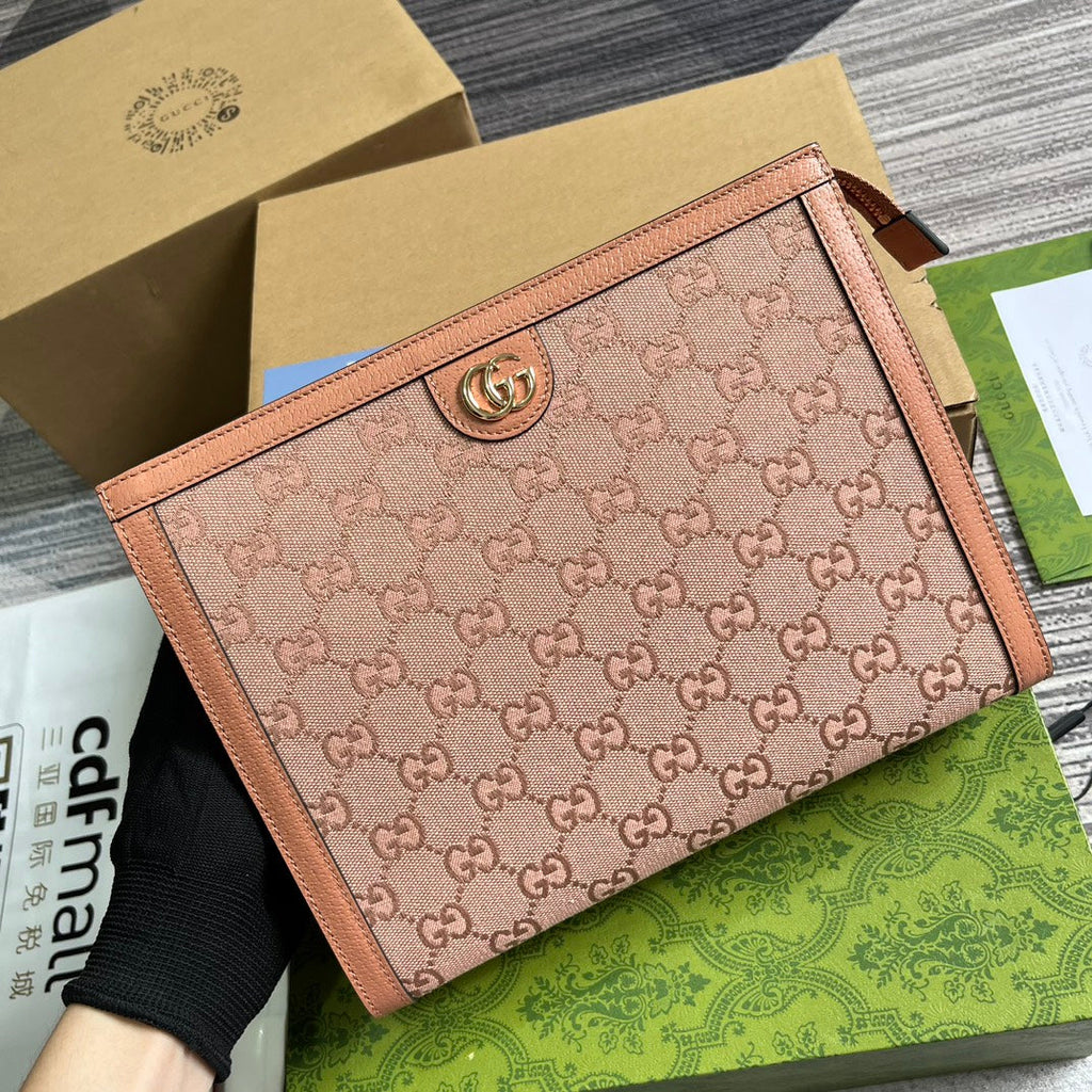 OPHIDIA GG 27 Tasche aus hellrosa Canvas und Kalbsleder