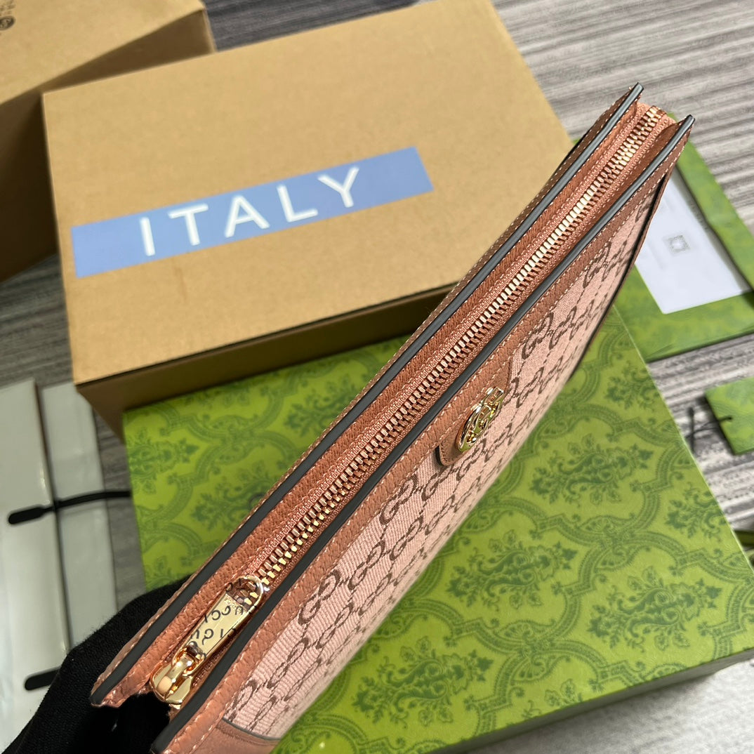 OPHIDIA GG 27 Tasche aus hellrosa Canvas und Kalbsleder