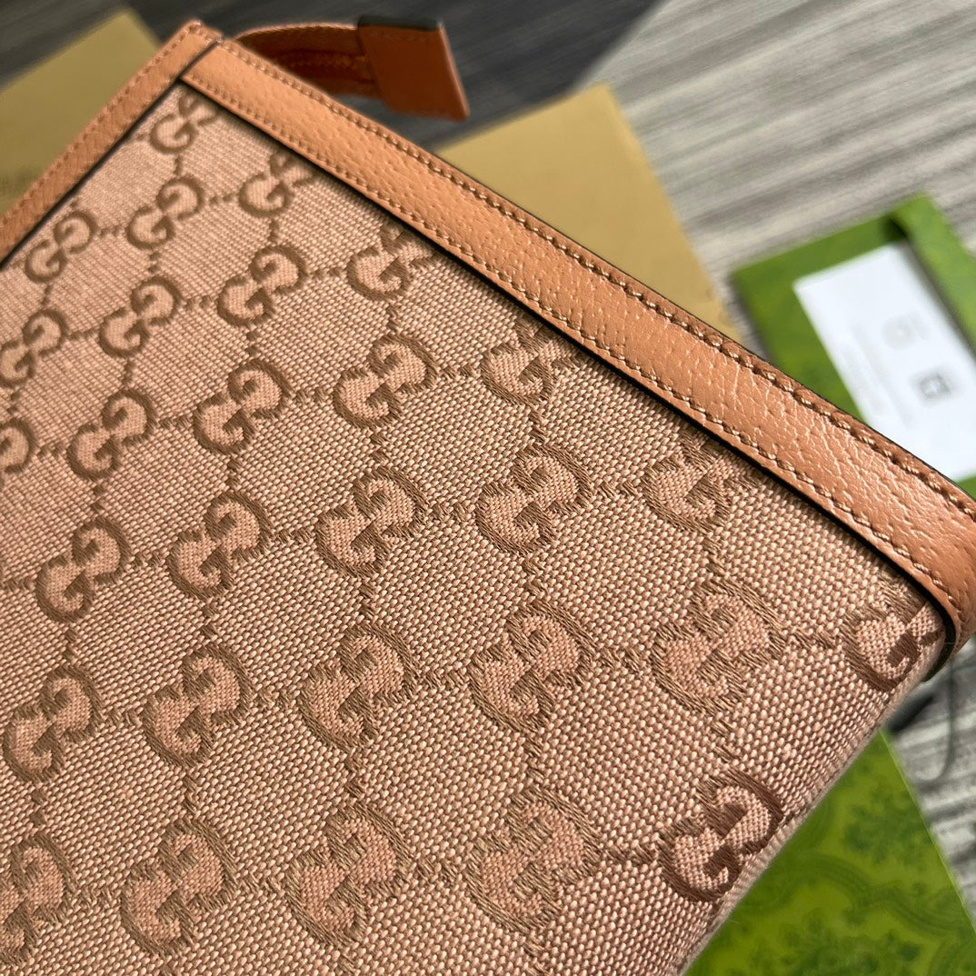 OPHIDIA GG 27 Tasche aus hellrosa Canvas und Kalbsleder