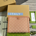 OPHIDIA GG 27 Tasche aus hellrosa Canvas und Kalbsleder