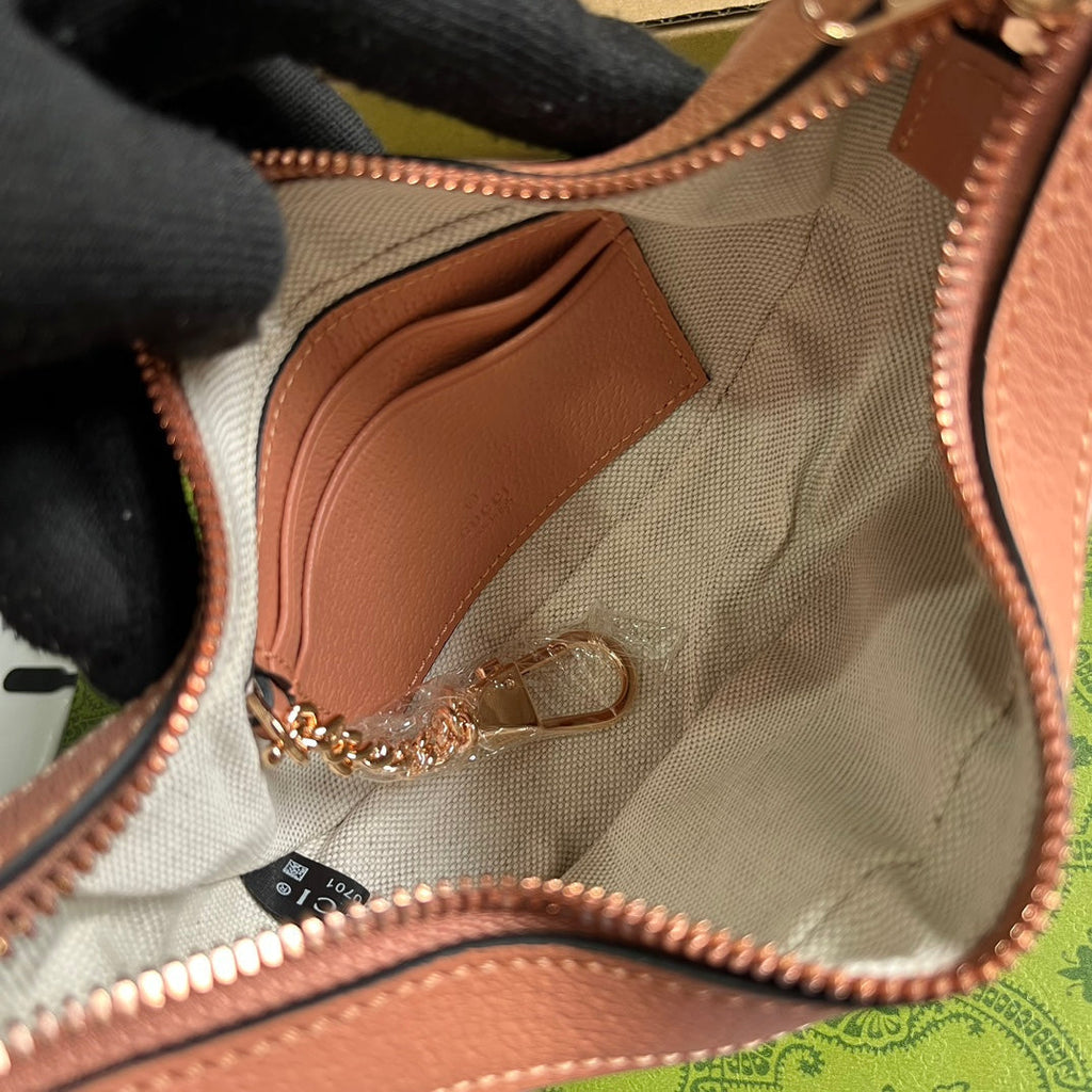 OPHIDIA GG MINI 20 TASCHE IN HELLROSA CANVAS UND KALBSLEDER