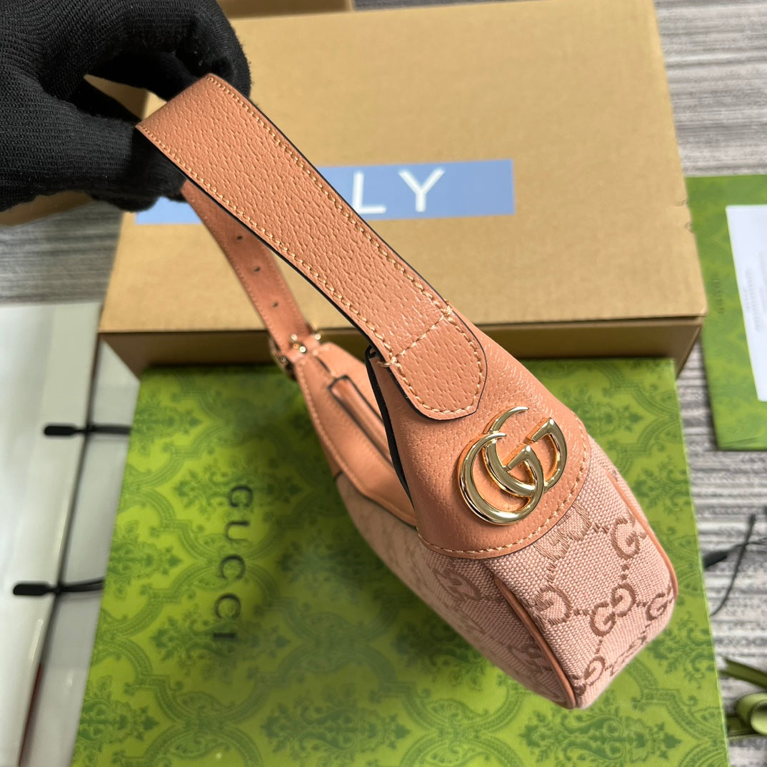 OPHIDIA GG MINI 20 TASCHE IN HELLROSA CANVAS UND KALBSLEDER