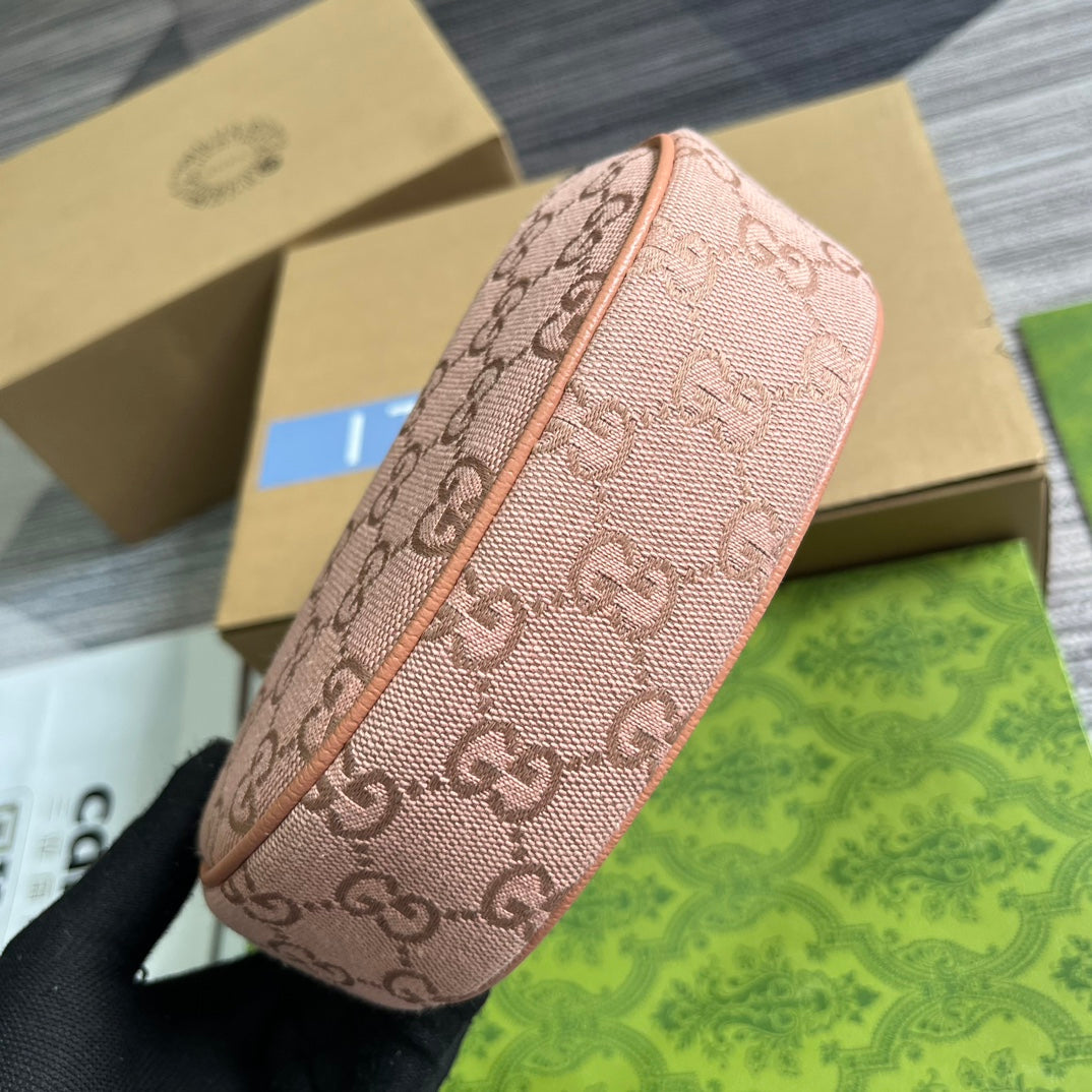 OPHIDIA GG MINI 20 TASCHE IN HELLROSA CANVAS UND KALBSLEDER