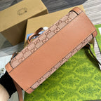 GG OPHIDIA KLEINE 24-TRAGETASCHE AUS ROSA CANVAS UND KALBSLEDER