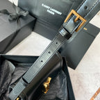 SOLFERINO KLEINE SATCHEL 19 IN SCHWARZ-WEISSEM KALBSLEDER GOLDENES LOGO