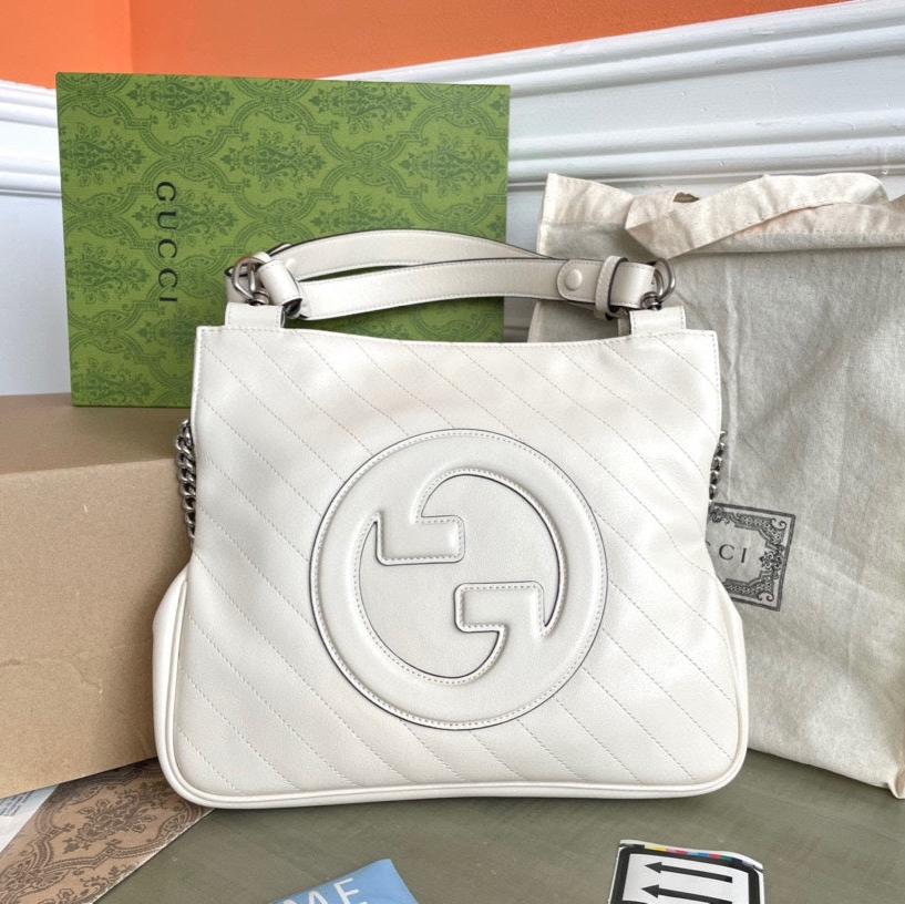 BLONDIE TOTE BAG 30 IN WHITE CALFLEDER SILBERNE HARDWARE