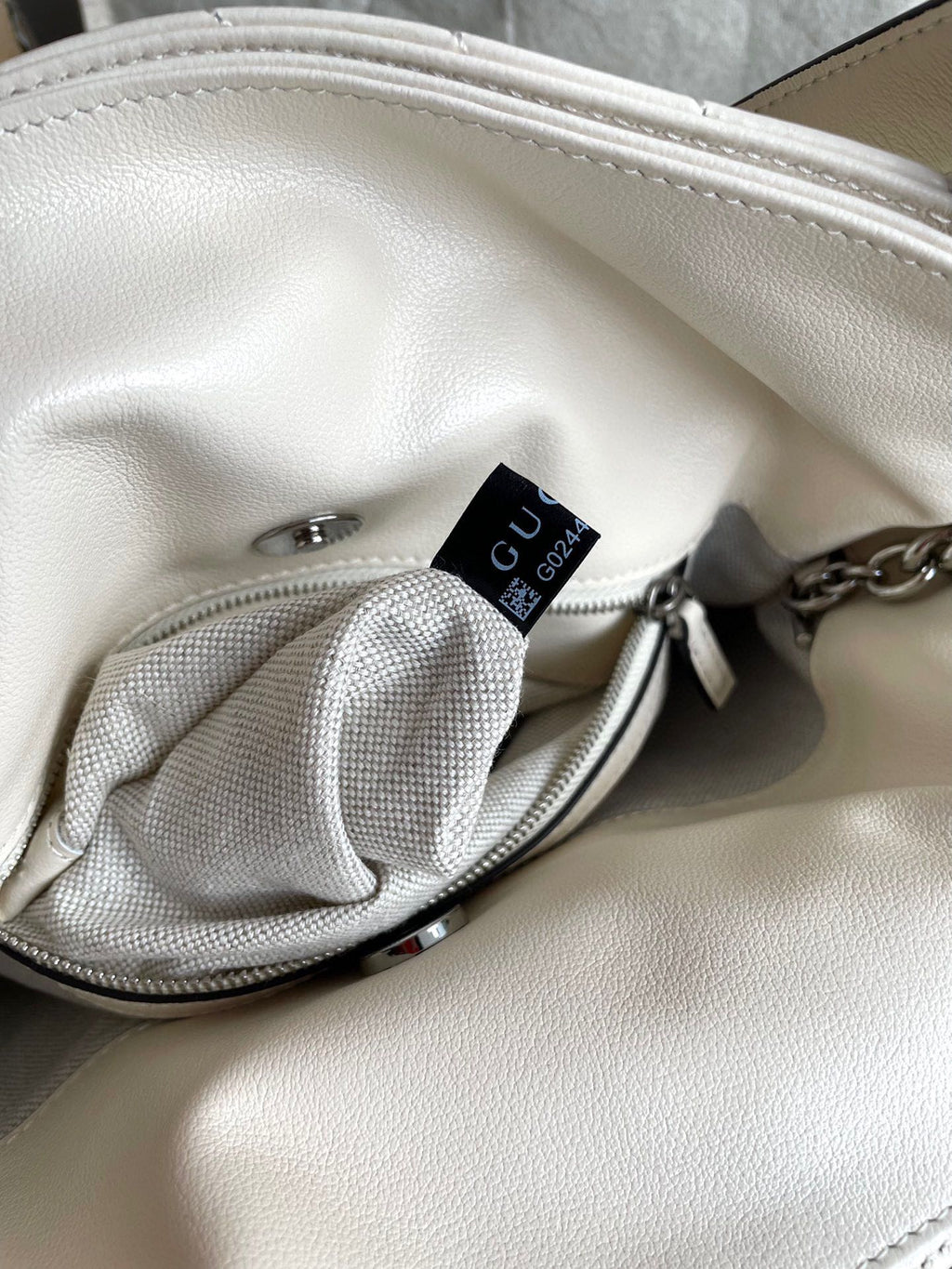 BLONDIE TOTE BAG 30 IN WHITE CALFLEDER SILBERNE HARDWARE