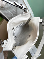 BLONDIE TOTE BAG 30 IN WHITE CALFLEDER SILBERNE HARDWARE