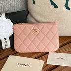 CC CLASSIC KLEINE 15-ZIP-TASCHE AUS HELLROSA GEGENNABTEM KALBSLEDER