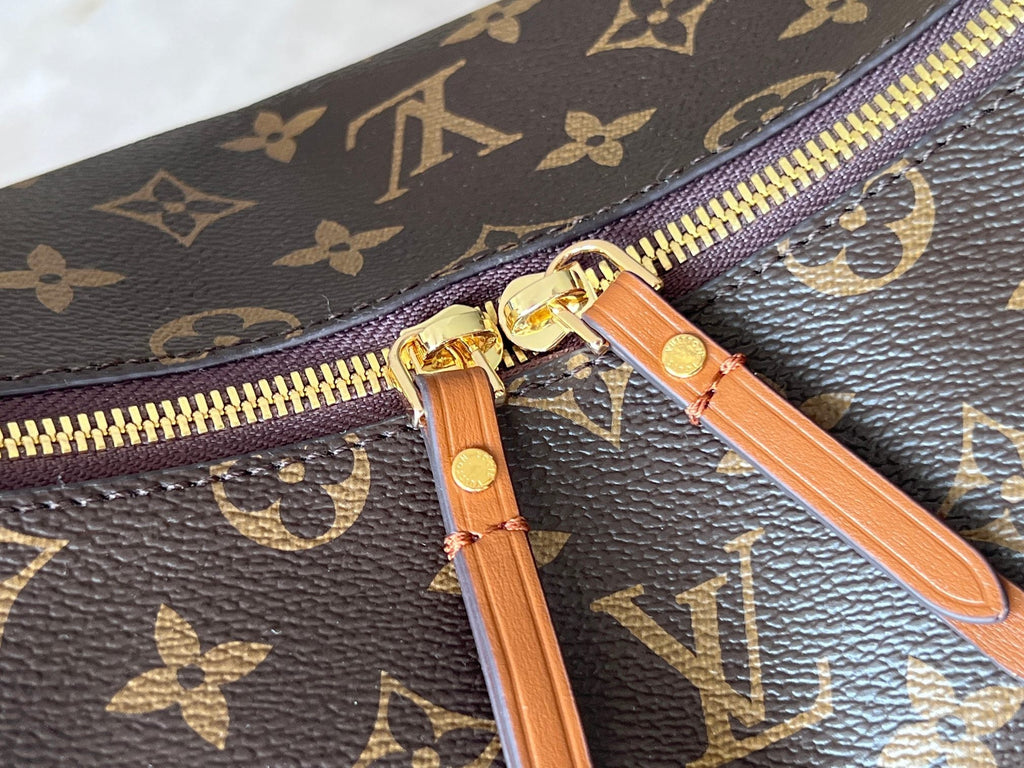 LV 25S LOOP HOBO 38 IN BROWN MONOGRAM COATED CANVAS GOLD HARDWARE