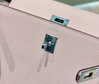 KELLY 25CM IN EPSOM MAUVE SWIFT CALFSKIN SILVER HARDWARE