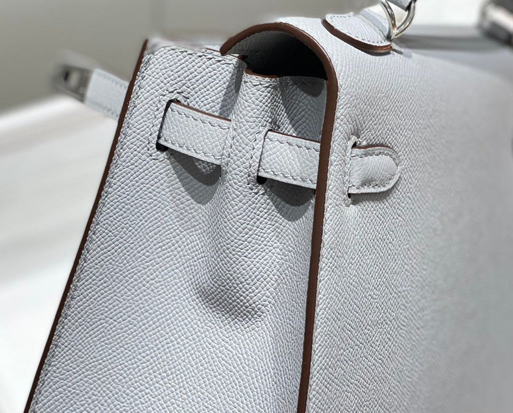 KELLY 28CM IN GRIS PERLE EPSOM CALFSKIN PALLADIUM HARDWARE