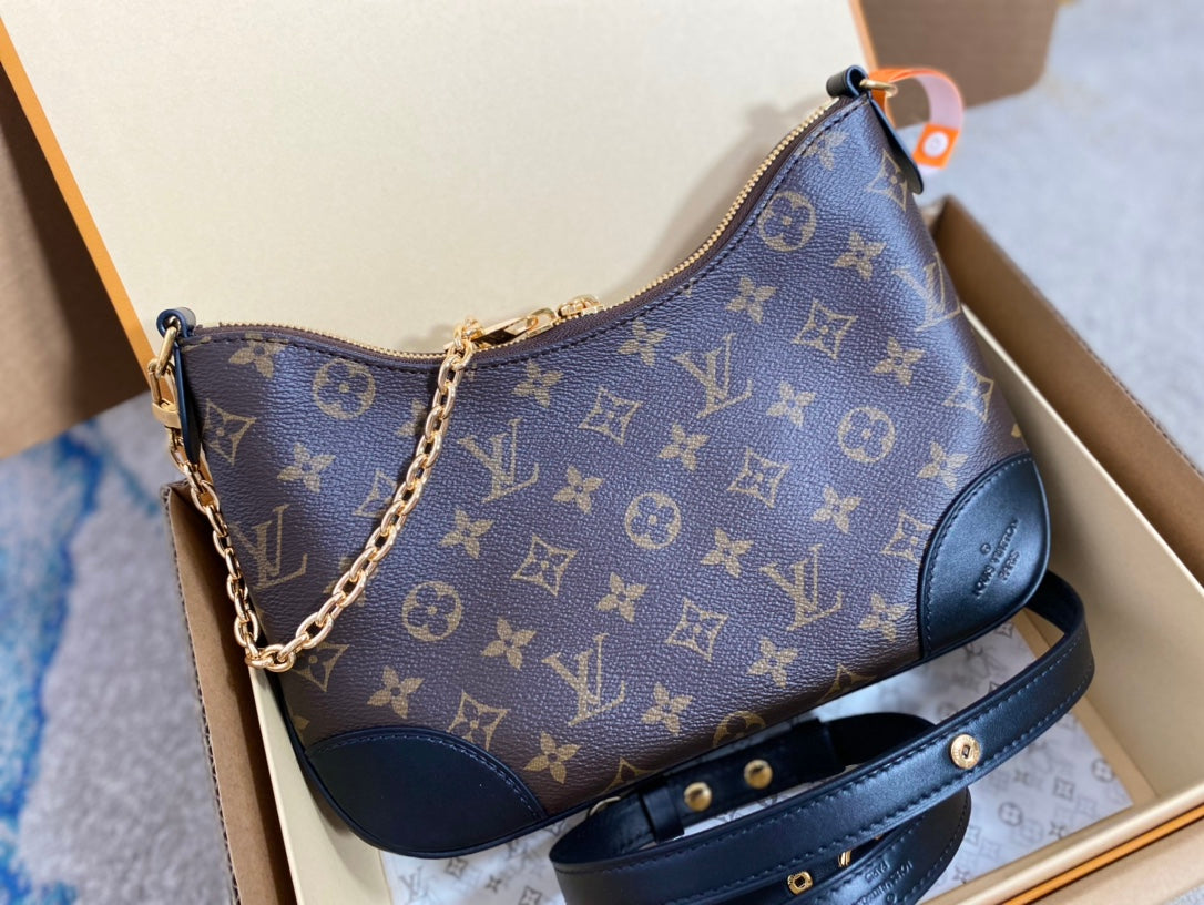 BOULOGNE 29 IN BRAUNEM MONOGRAMM-LEINWAND GOLDENE BESCHLÄGE