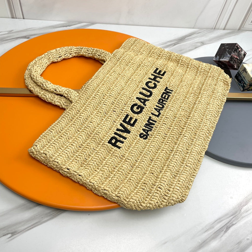RIVE GAUCHE Tragetasche 38 Zoll in hellgelbem Raffia