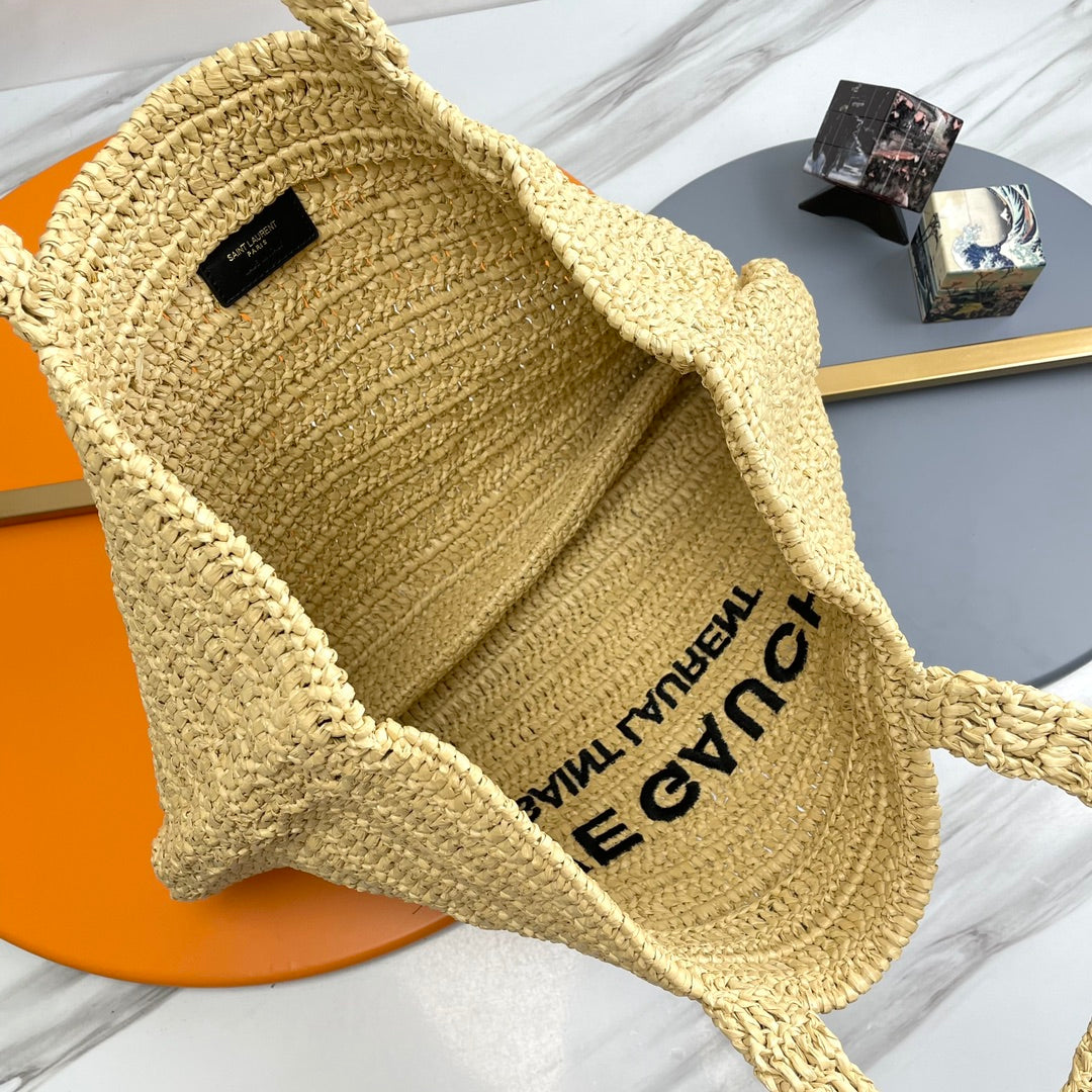 RIVE GAUCHE Tragetasche 38 Zoll in hellgelbem Raffia