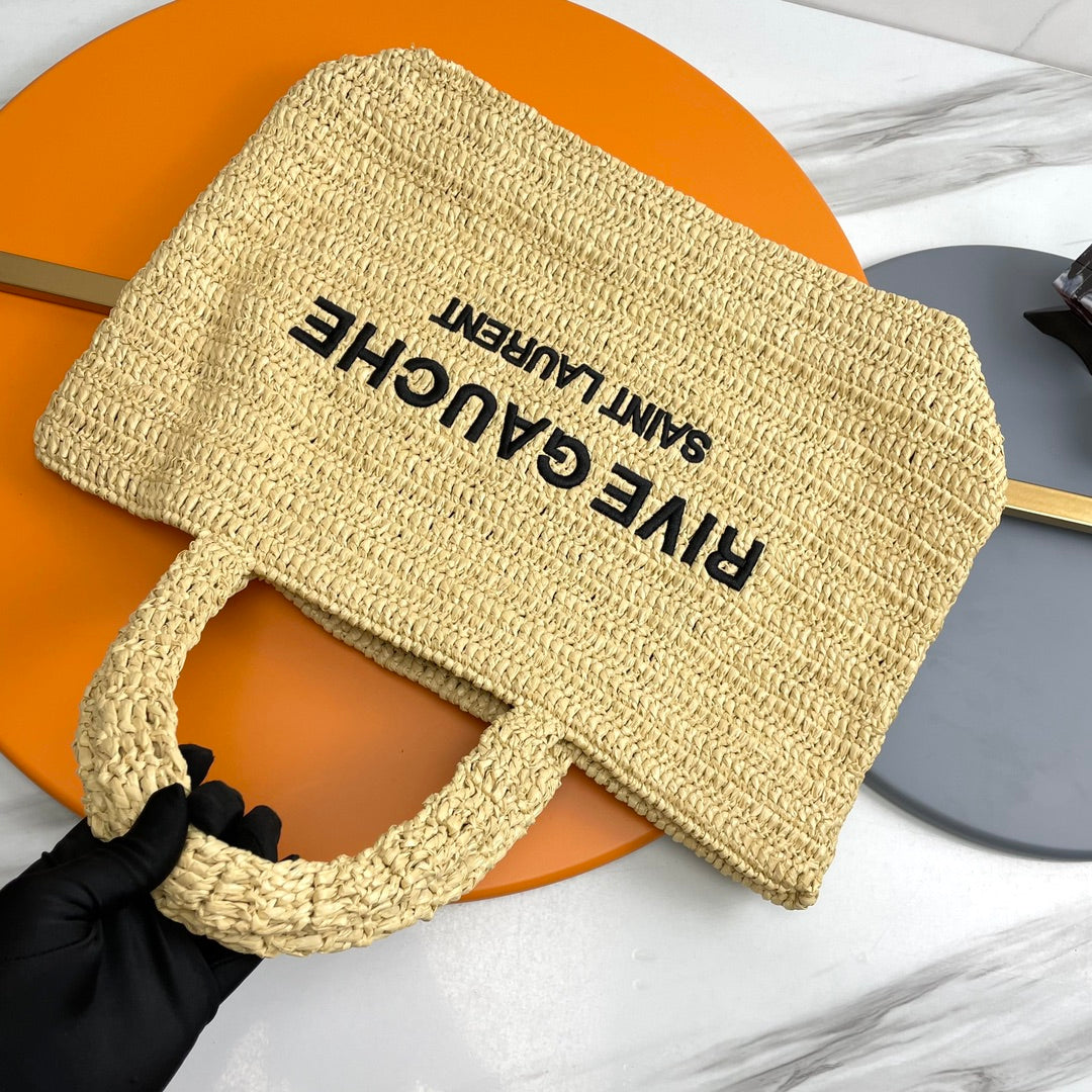 RIVE GAUCHE Tragetasche 38 Zoll in hellgelbem Raffia