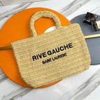 RIVE GAUCHE Tragetasche 38 Zoll in hellgelbem Raffia