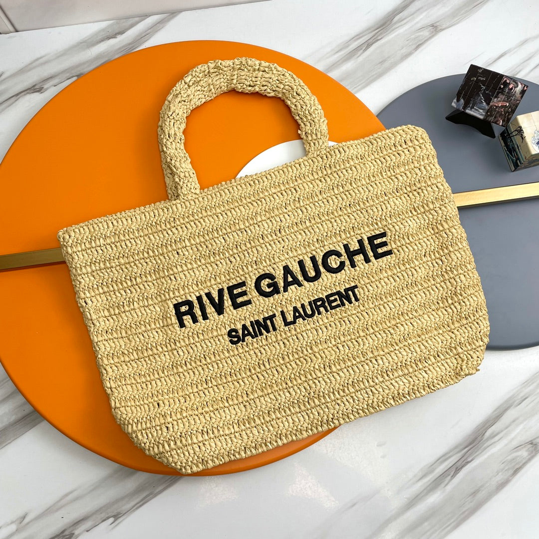 RIVE GAUCHE Tragetasche 38 Zoll in hellgelbem Raffia