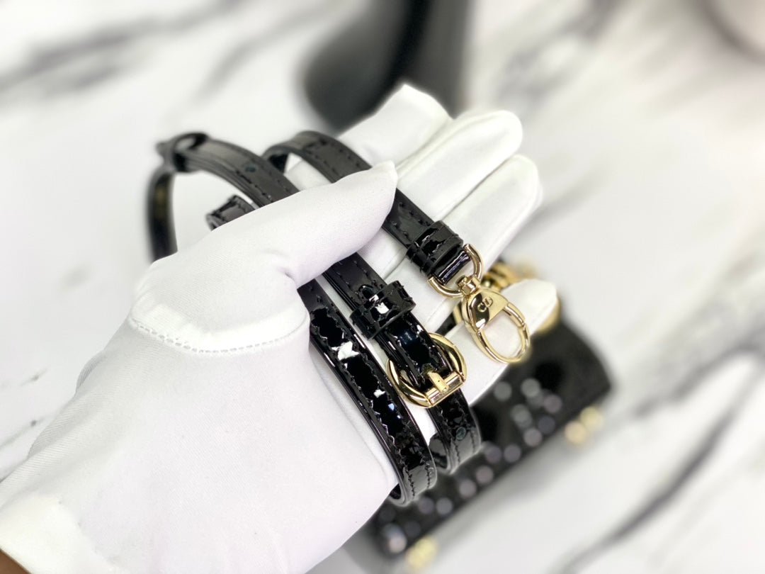 MICRO LADY 12er-Packung in glänzendem schwarzem Lammleder