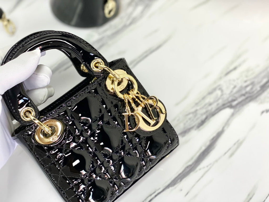 MICRO LADY 12er-Packung in glänzendem schwarzem Lammleder