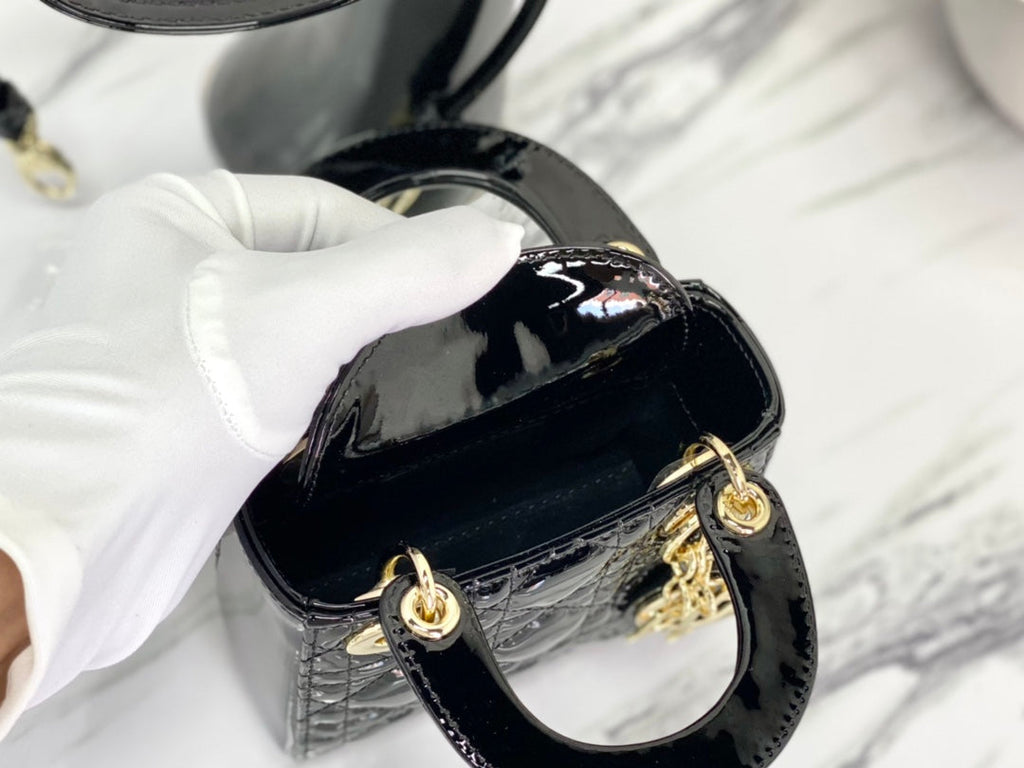 MICRO LADY 12er-Packung in glänzendem schwarzem Lammleder