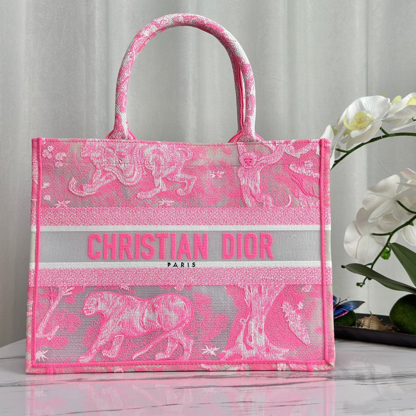 MITTLERE BUCHTASCHE 37 ZUCKERRosa MAKROCANNAGE-STICKEREI