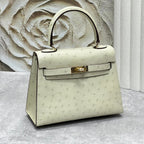 KELLY BAG 20 IN WHITE CREAM OSTRICH LEATHER WITH GOLD HARDWARE (MADE-TO-ODER)