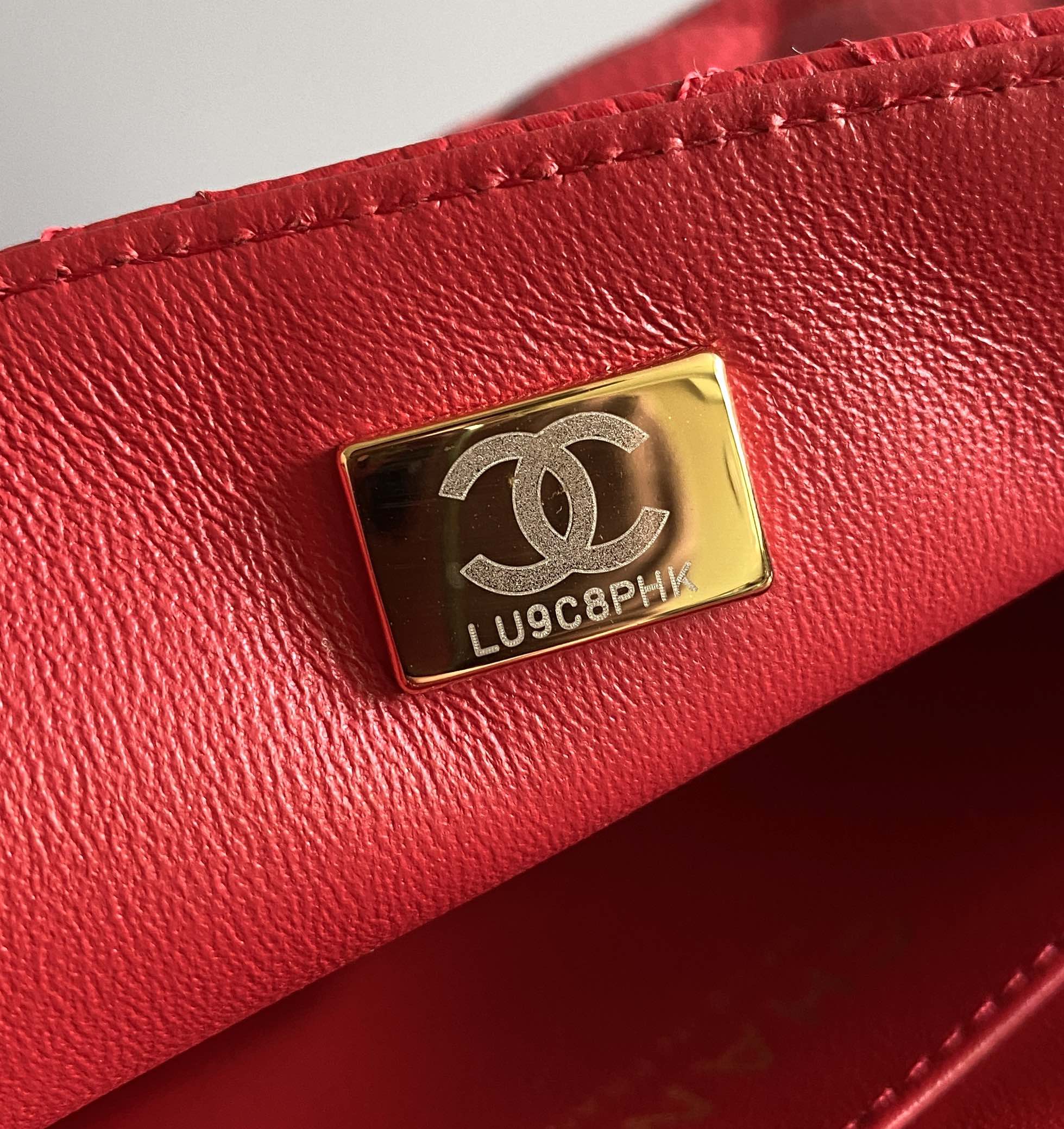 MINI RECTANGLE FLAP BAG 20CM RED CAVIAR GOLD HARDWARE