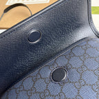 OPHIDIA KLEINE GÜRTELTASCHE 23 IN DUNKELBLAUEM MONOGRAMM-CANVAS UND SCHWARZEM LAMMLEDERBESETZUNG