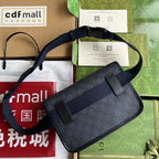 OPHIDIA KLEINE GÜRTELTASCHE 23 IN DUNKELBLAUEM MONOGRAMM-CANVAS UND SCHWARZEM LAMMLEDERBESETZUNG