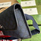 OPHIDIA KLEINE GÜRTELTASCHE 23 IN DUNKELBLAUEM MONOGRAMM-CANVAS UND SCHWARZEM LAMMLEDERBESETZUNG