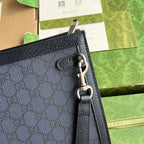 OPHIDIA POUCH 26 IN DUNKELBLAUEM MONOGRAMM-CANVAS UND SCHWARZEM LAMMLEDERBESETZUNG