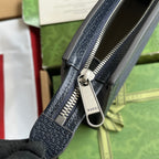 OPHIDIA POUCH 26 IN DUNKELBLAUEM MONOGRAMM-CANVAS UND SCHWARZEM LAMMLEDERBESETZUNG