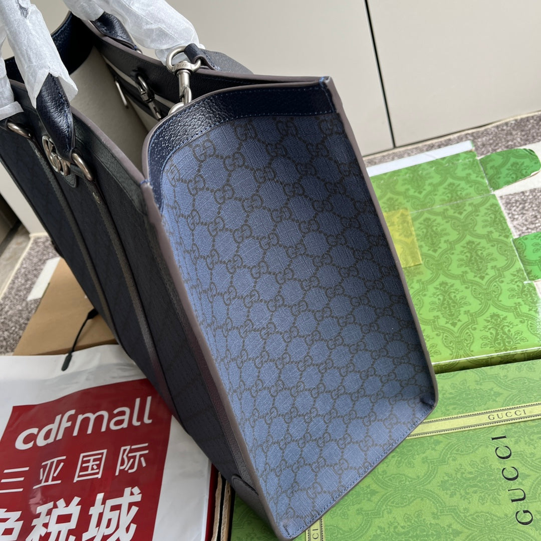 OPHIDIA GROSSE EINKAUFSTASCHE 43 IN DUNKELBLAU UND SCHWARZ GG KALBSLEDER