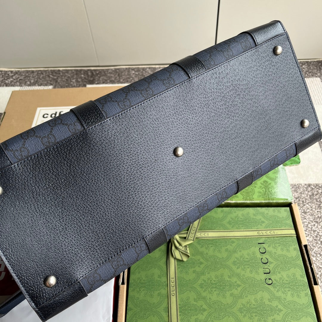 OPHIDIA GROSSE EINKAUFSTASCHE 43 IN DUNKELBLAU UND SCHWARZ GG KALBSLEDER