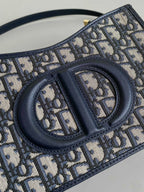 MINI HOBO 23 Tasche in blauem schrägem Jacquard