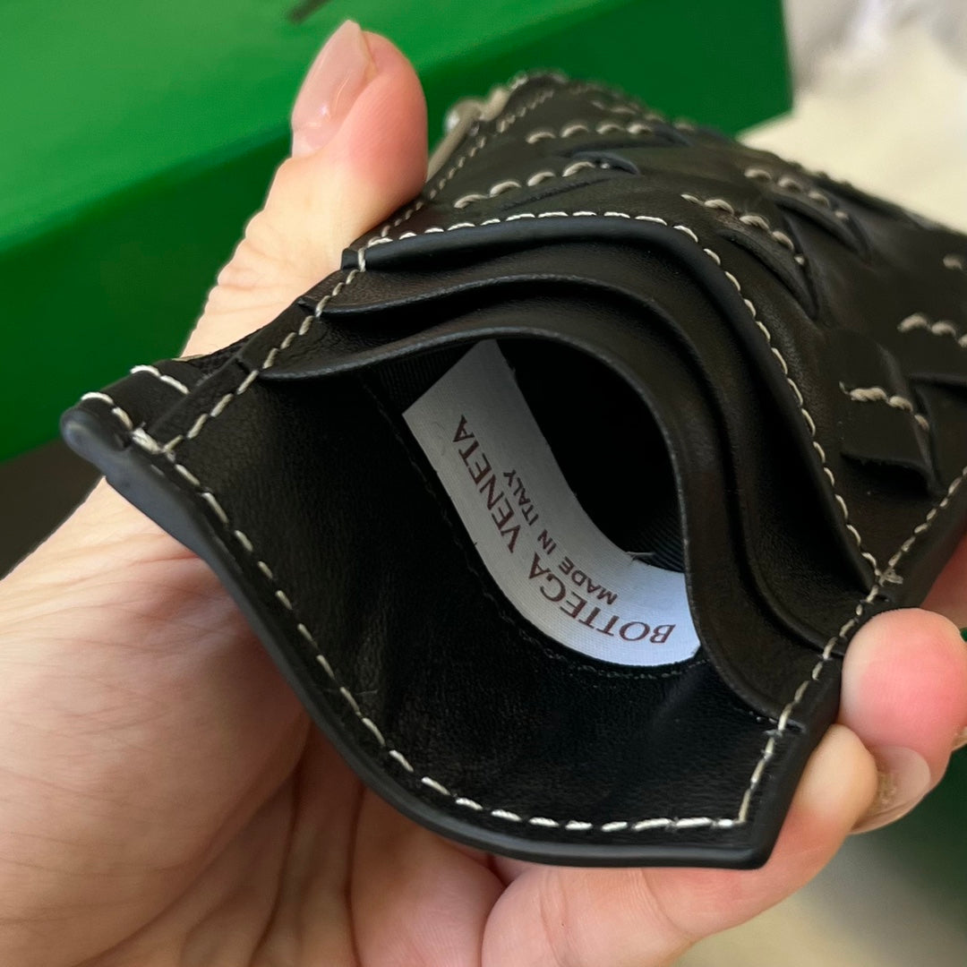 Kartenetui mit Reißverschluss, 11 schwarzes Kalbsleder