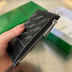 Kartenetui mit Reißverschluss, 11 schwarzes Kalbsleder