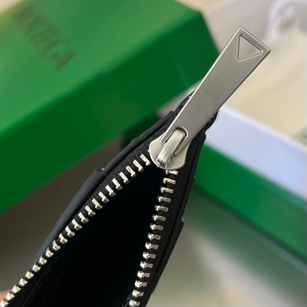 Kartenetui mit Reißverschluss, 11 schwarzes Kalbsleder