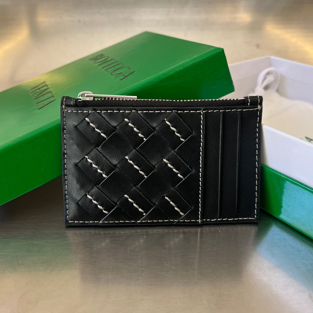 Kartenetui mit Reißverschluss, 11 schwarzes Kalbsleder